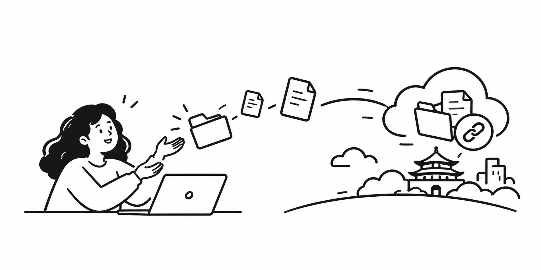 Files moving between a person and a Chinese cloud service